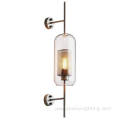 Long glass gold metal mesh wall light